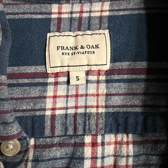 FRANK & OAK PLAID FLANNEL SHIRT SIZE S - Picture 2 of 2